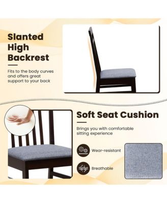 Upholstered Dining Chair Set of 4 Kitchen Armless Padded w/ Slanted Backrest