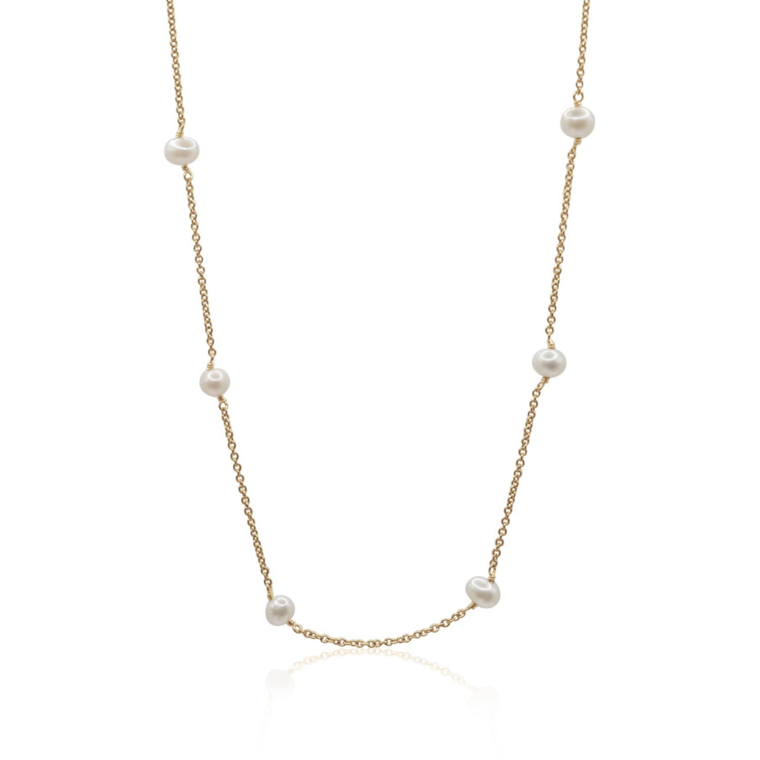 Gold Filled Dainty Chain With 4mm Freshwater Pearls Necklace