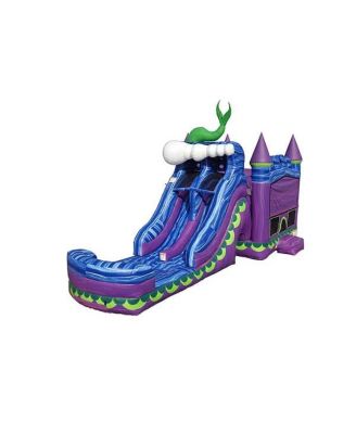 Commercial Grade Inflatable Mermaid Titan Dual Lane Bounce House with Slide Combo and Blower, Party Combo Moonwalk, 100% PVC VINYL