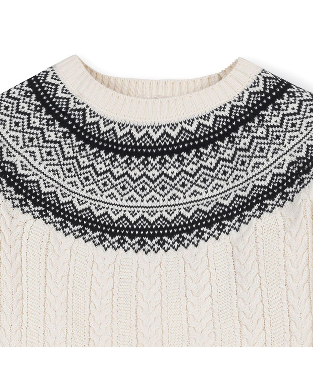 Hope & Henry Women's Organic Long Sleeve Fair Isle Cable Raglan Sweater