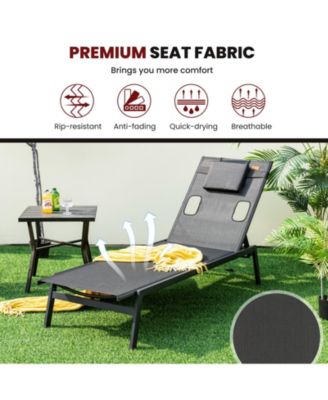Patio Sunbathing Lounge Chair 5-Position Adjustable Tanning Chair