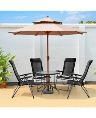2 Pieces Portable Patio Folding Dining Chairs with Headrests Adjust