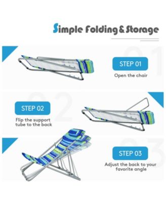 Portable Beach Chair Set of 2 with Headrest