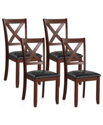 Set of 2 Wooden Kitchen Dining Chair with Padded Seat and Rubber Wood Legs