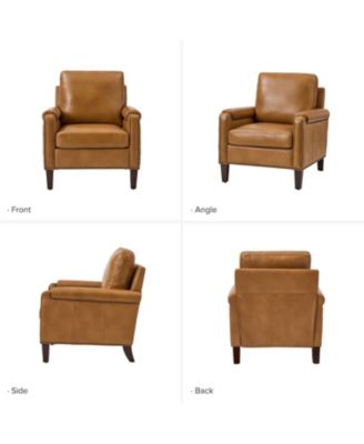 Kunz Transitional Genuine Leather Armchair with Removable Back Cushion