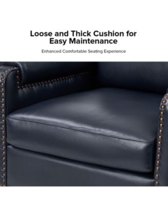 Kunz Transitional Genuine Leather Armchair with Removable Back Cushion