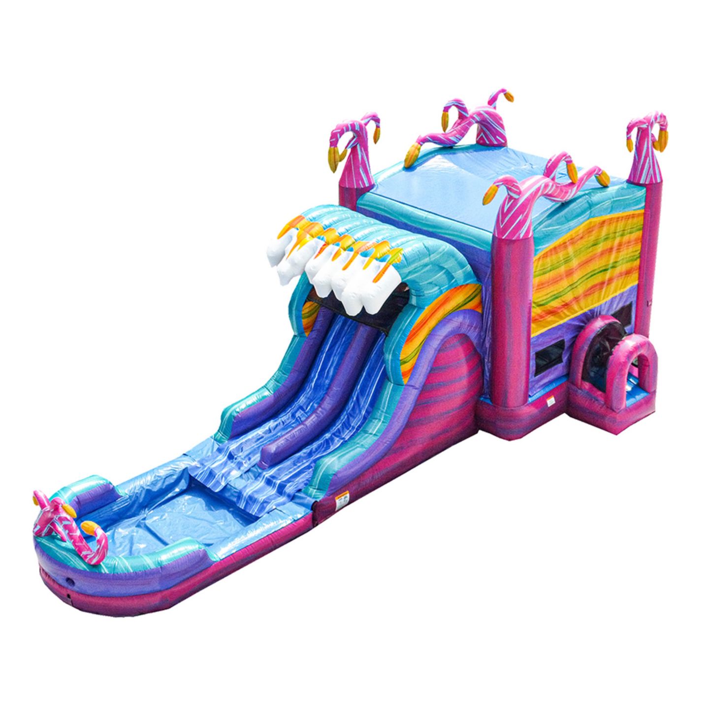 Детская игрушка Jumporange Mysterious Jungle Dual Lane Water Slide Bounce House, 35'L x 13"W x 14"H, For Up to 6 People, Ages 3+, цвет: Open Miscellaneous — фото 1