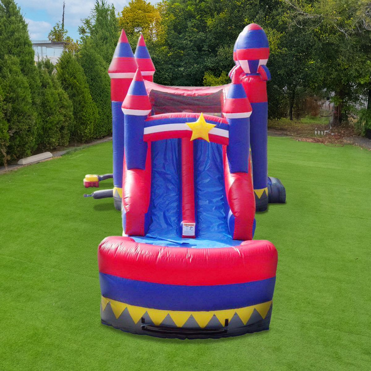 JumpOrange Commercial Grade Inflatable Rocket Titan Dual Lane Bounce House with Slide Combo and Blower, Party Combo Moonwalk, 100% Pvc Vinyl - Open Mi
