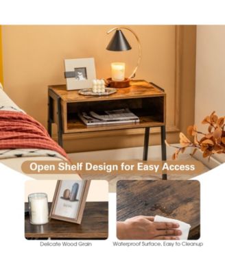 Stackable Nightstand Shelf Accent Table with Metal Frame
