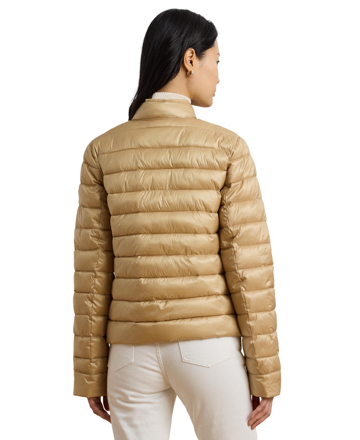RALPH LAUREN PETITE SNAP-FRONT STAND-COLLAR PACKABLE COAT 
