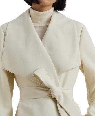 Lauren Ralph Lauren Women's Crepe Belted Wrap Coat - Macy's
