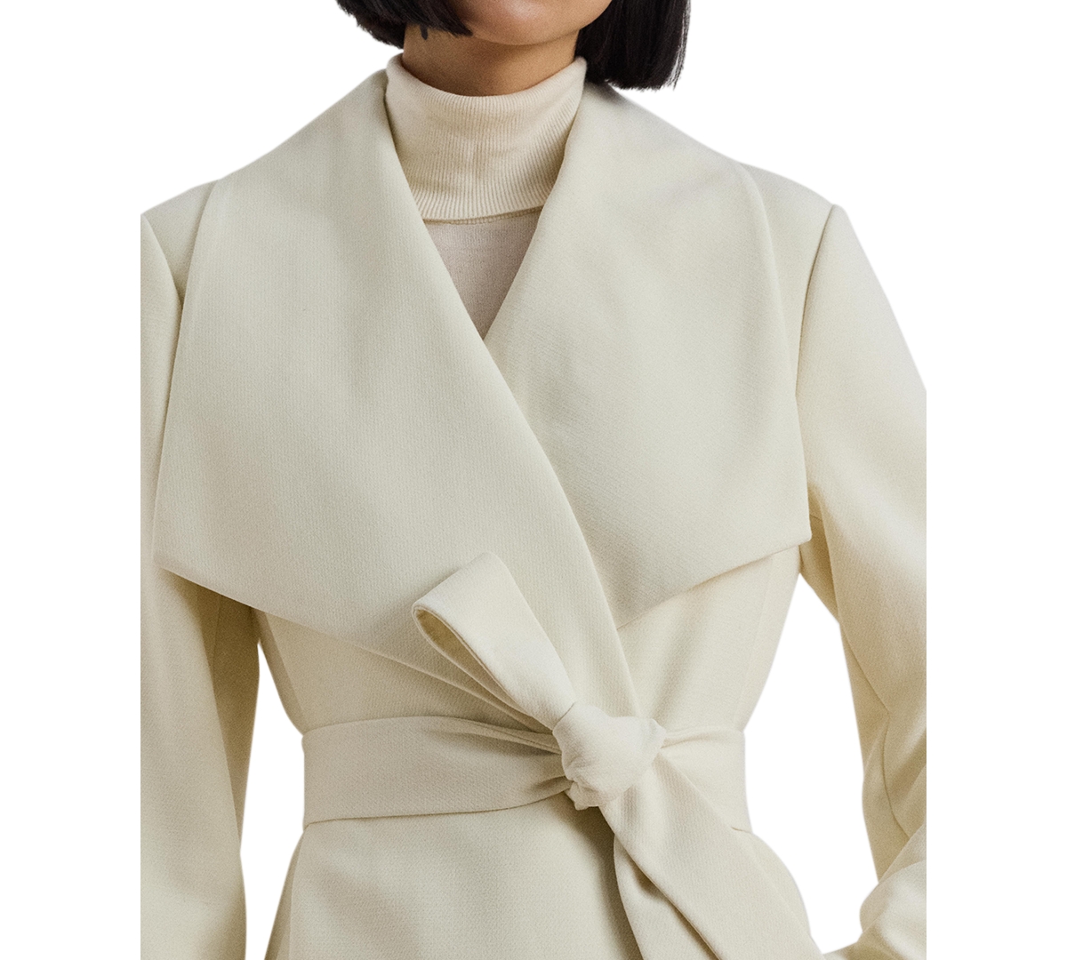 RALPH LAUREN WOMEN'S CREPE BELTED WRAP COAT 