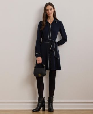 princess polly baby blue dress Lauren Ralph Lauren Women's Two-Tone Belted Georgette Shirtdress