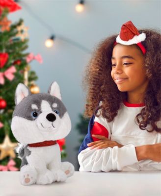 10" Husky with Christmas Hat Plush Toy, Created for Macy's