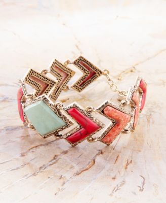 Tapestry Genuine Turquoise Multi Stone Golden Bronze Arrows Link Bracelet