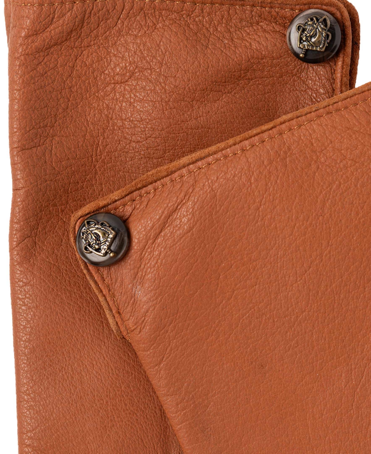 Ralph Lauren Pebble Leather Gloves With Horse Button In Cuoio
