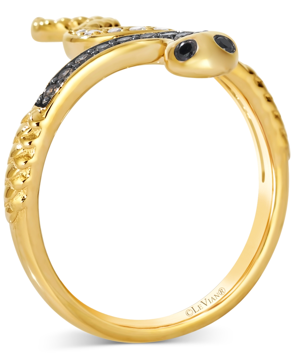 Le Vian Chocolate Diamond, Nude Diamond, & Blackberry Diamond Snake Ring (1/4 Ct. T.w.) In 14k Gold In Yellow Gold