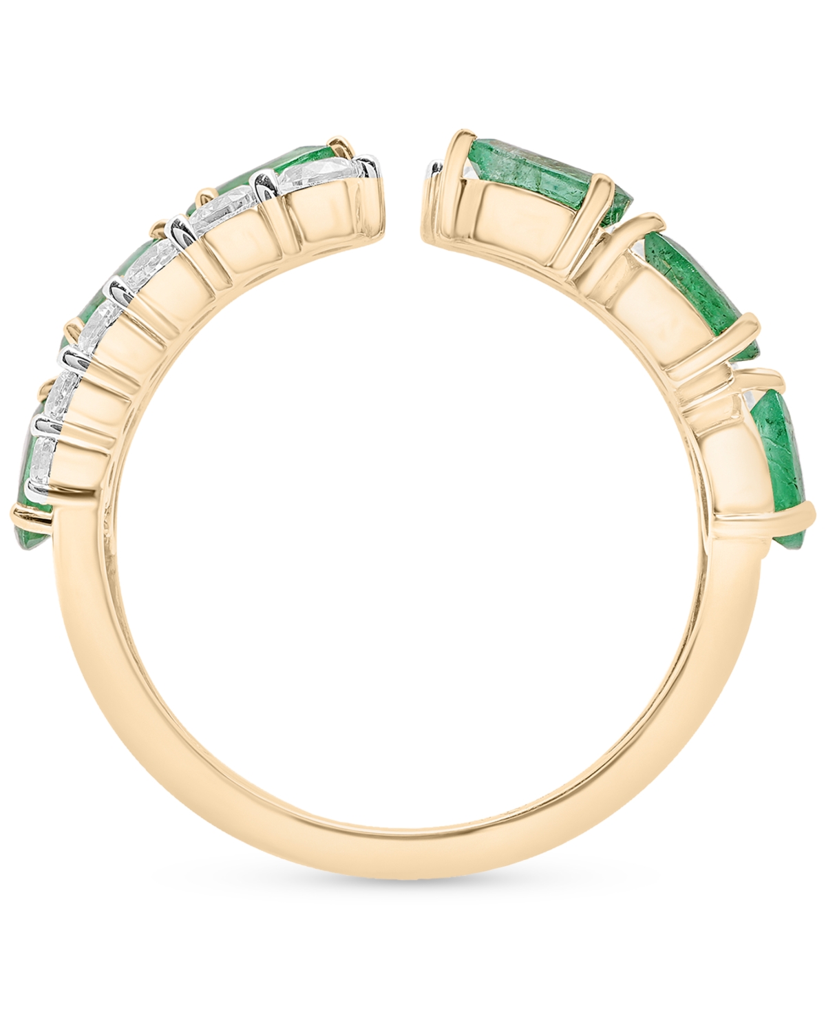 MACY'S LAB-CREATED EMERALD (1 CT. T.W.) & LAB-CREATED WHITE SAPPHIRE (3/4 CT. T.W.) DOUBLE ROW CUFF RING 