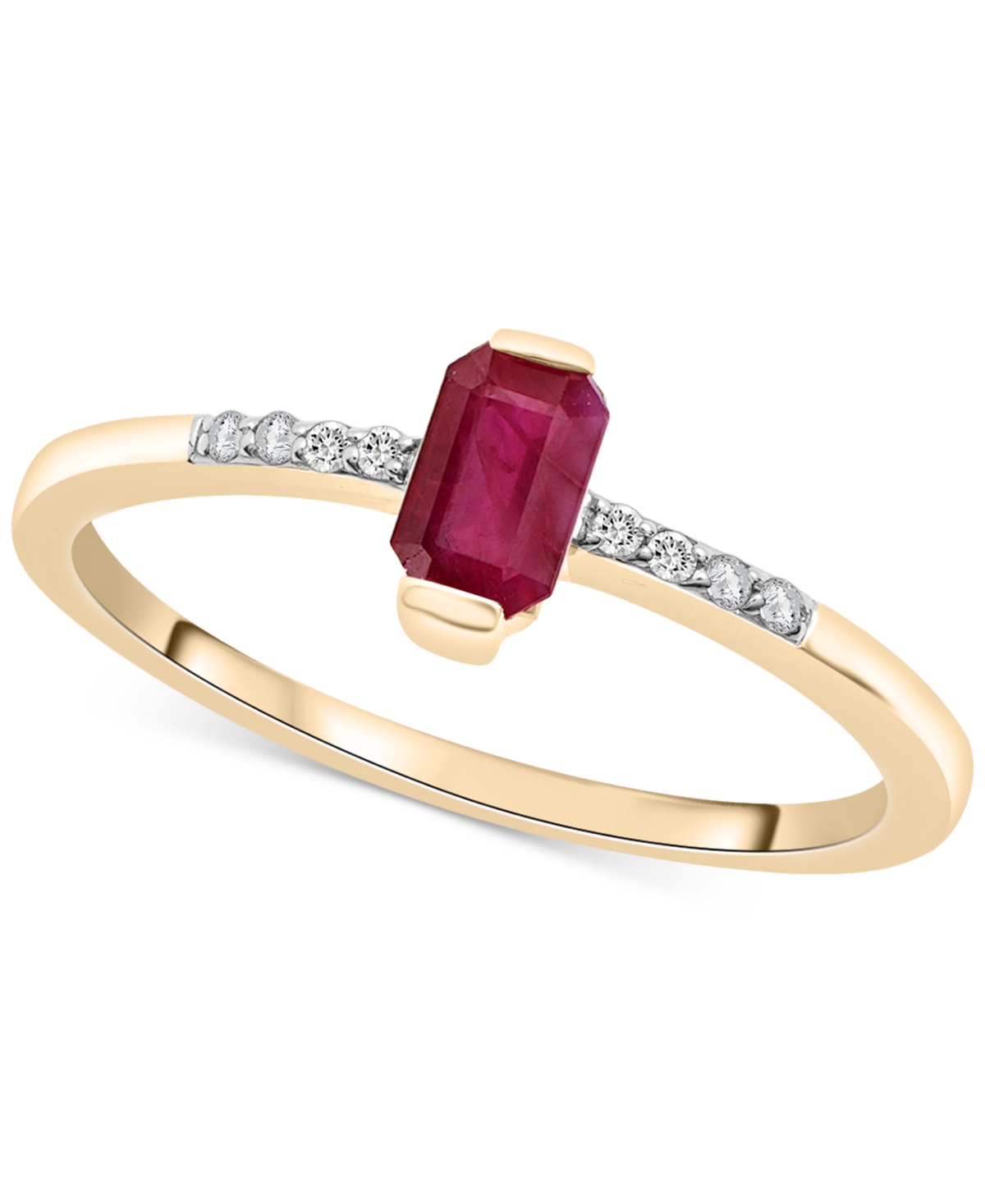 MACY'S 2-PC. SET LAB-CREATED RUBY (3/4 CT. T.W.) & DIAMOND (1/20 CT. T.W.) EMERALD-CUT PENDANT NECKLACE & R 