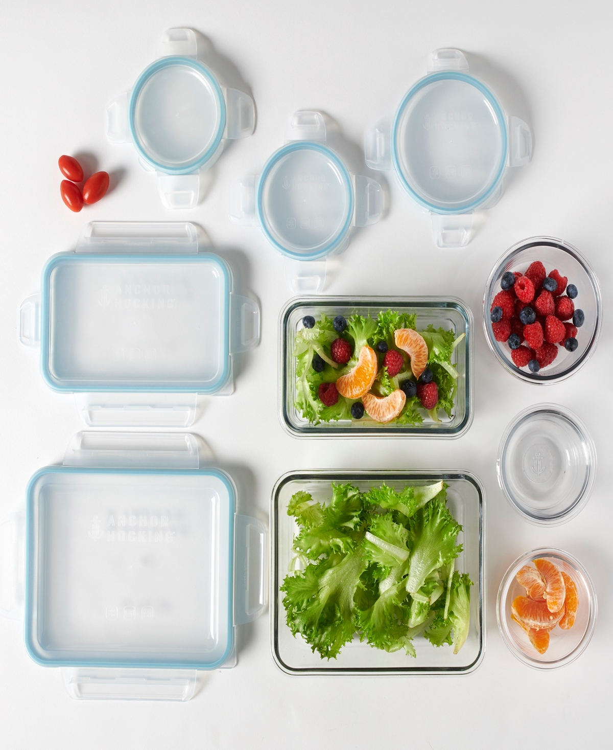 Anchor Hocking 10-piece Locking Lid Food Prep Storage Set In Light Blue Lid