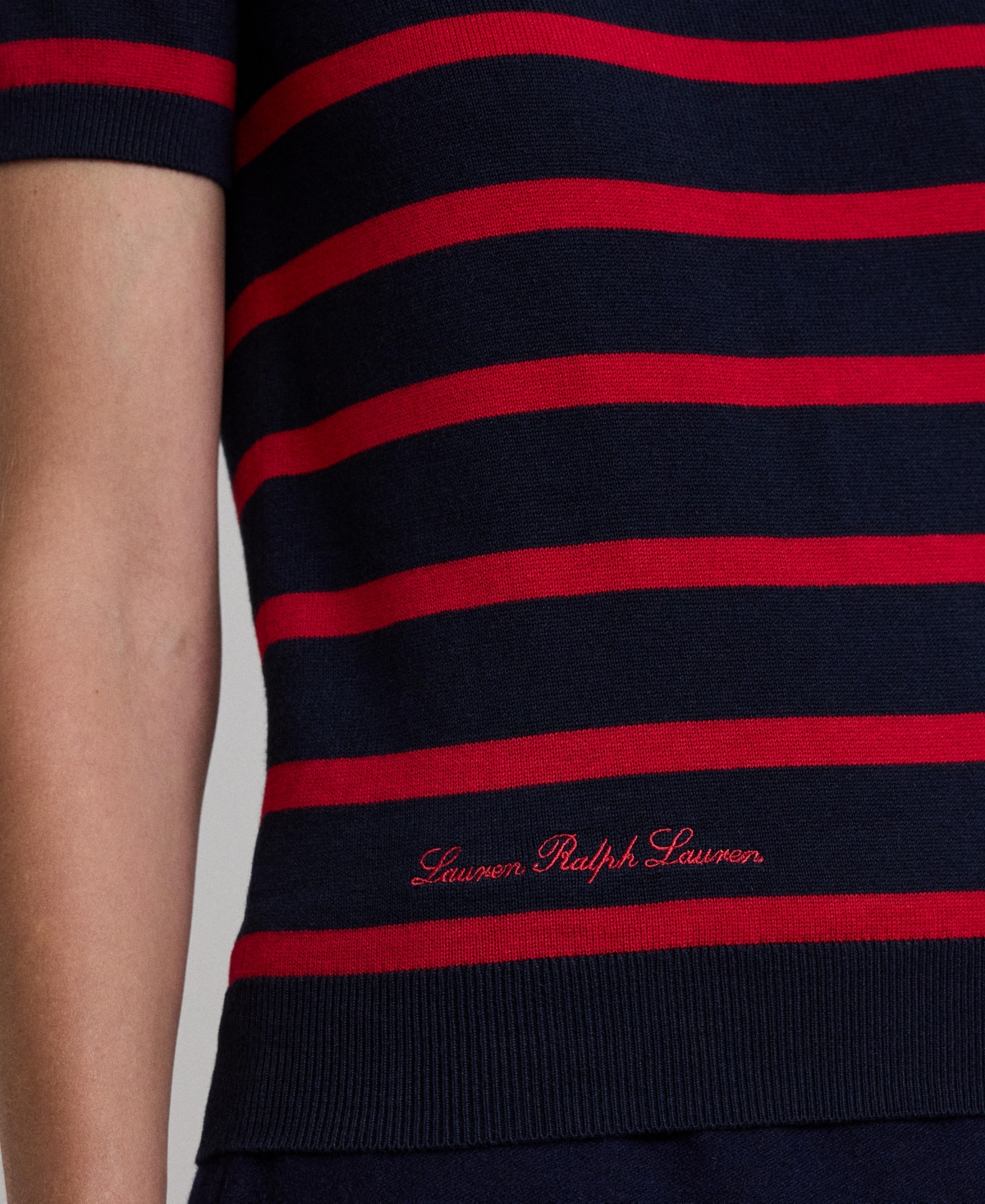 Lauren Ralph Lauren Women's Striped Short-Sleeve Sweater -festive Red