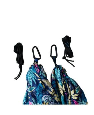 Portable Camping Hammock Cloth, Two Person Blue Leaf Print