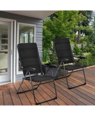 2 Pieces Outdoor Folding Patio Chairs with Adjustable Backrests for Bistro and Backyard