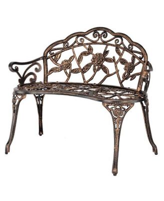 38.5" Cast Aluminum Outdoor Courtyard Decoration Park Leisure Rose Chair