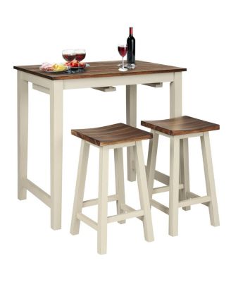 Counter Height Pub Table with 2 Saddle Bar Stools