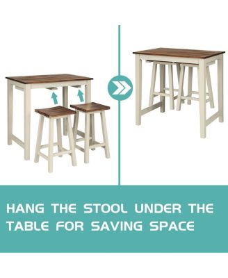 Counter Height Pub Table with 2 Saddle Bar Stools