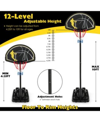 4.25-10 Feet Portable Adjustable Basketball Goal Hoop System