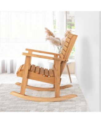 Outdoor Fir Wood Rocking Chair with High Backrest