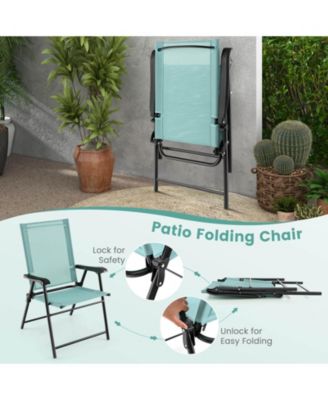 Patio Dining Chair Set of 2 with Armrests and Metal Frame