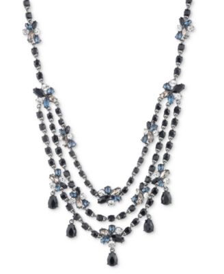 Givenchy - Hematite-Tone Stone & Cluster Layered Collar Necklace, 16" + 3" extender