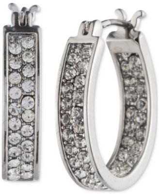 Crystal Pav&eacute; In & Out Extra Small Hoop Earrings, 0.48"
