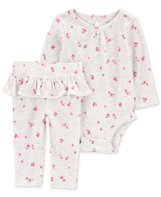 Carter's - Baby Girls Floral Valentine's Day Bodysuit & Pants, 2 Piece Set