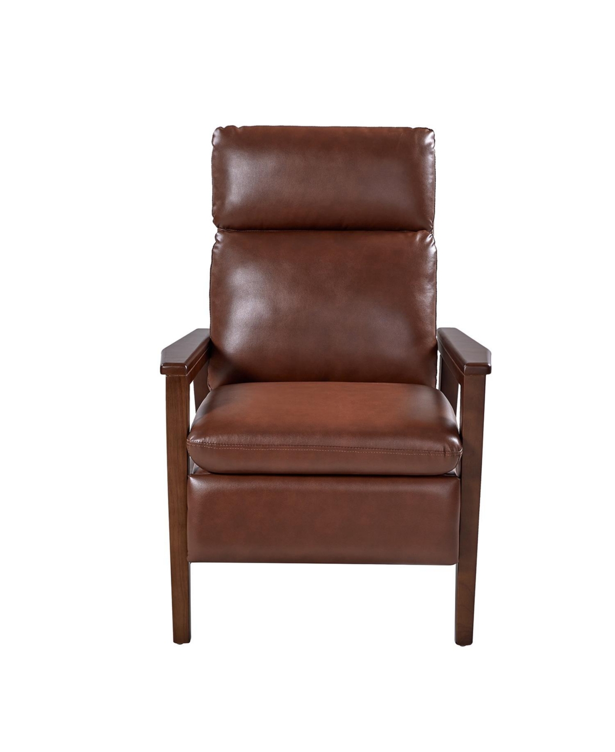 Hulala Home Peter Mid-Century Modern Leather Solid Wood Recliner with Rubber Wood
