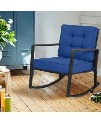 Patio Rattan Rocker Outdoor Glider Rocking Chair Cushion Lawn