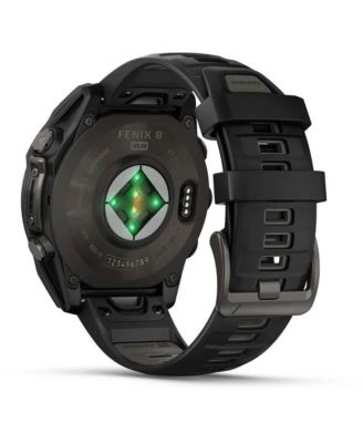 fenix 8 47mm, Saphire Solar, Outdoor & Fitness GPS Smartwatch, Carbon Gray Titanium Black, Black/Pebble Gray Band, NA