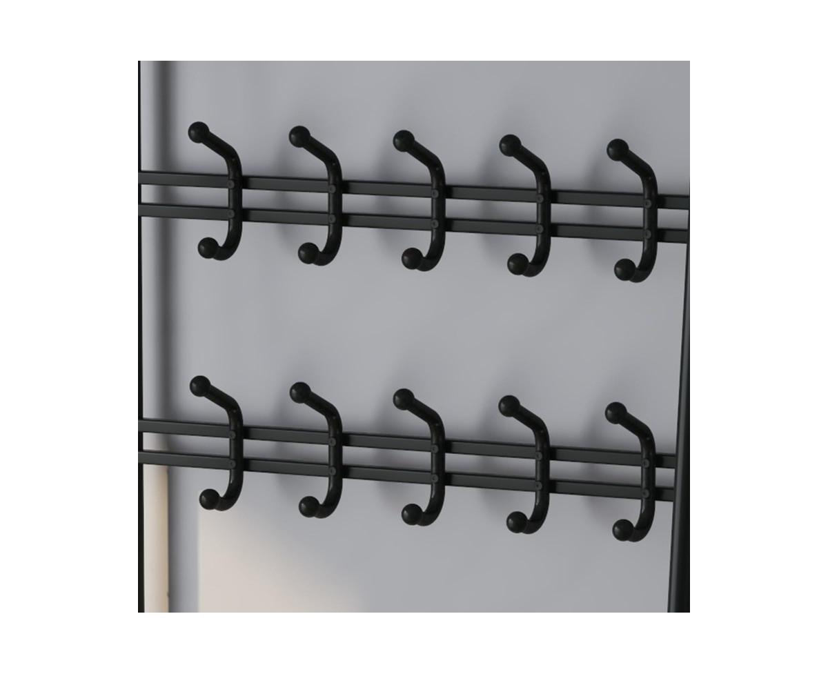 Garmin Coat Rack Shoe Bench with 5/10 Hooks, Hall Trees Entryway Bench with Storage for Entryway, Living Room, Bedroom,- Brown