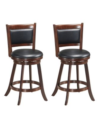 2 Pieces 24 Inch Swivel Counter Stool Dining Chair Upholstered Seat