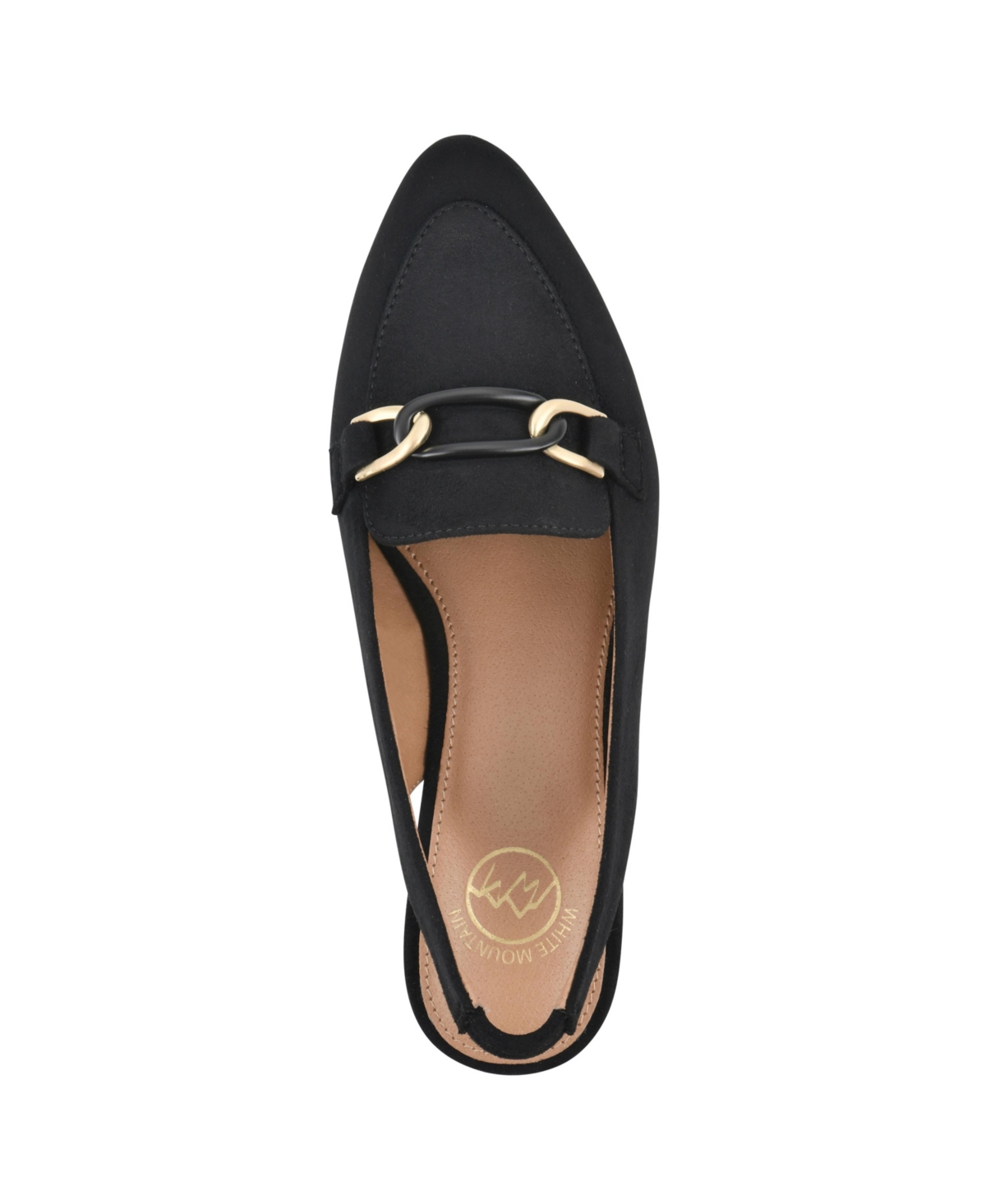 White Mountain Boreal Low Heel Slingbacks In Black Fabric