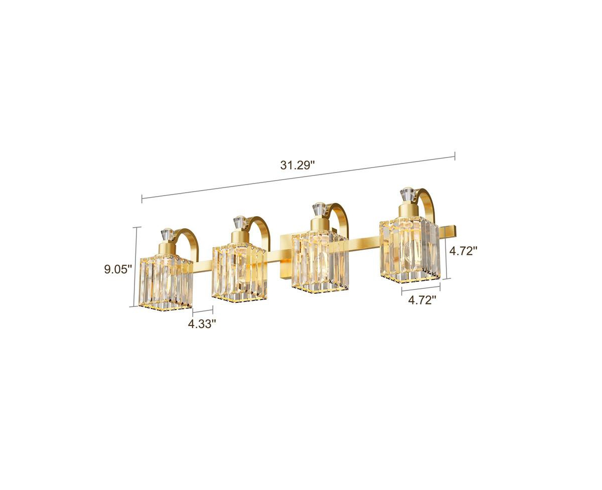 gaomon Bathroom Vanity Light Fixtures Modern Crystal Vanity Light Fixtures Over Mirror;4 Light Modern Crystal Wall Lighting with Square Shade- G