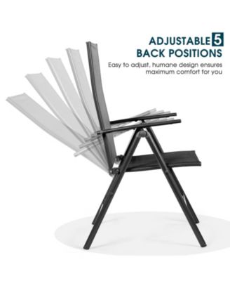 Set of 2 Adjustable Portable Patio Folding Dining Chair Recliners