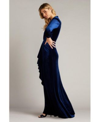 Tadashi Shoji Women's Bevan Velvet Waterfall Drape Gown - Macy's