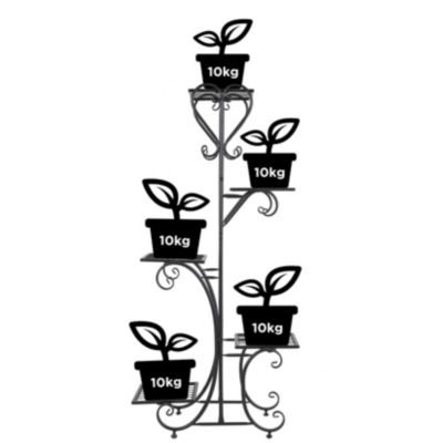 5 Tier Tall Plant Stand Metal Shelf Flower Pots Display Holder Outdoor Garden