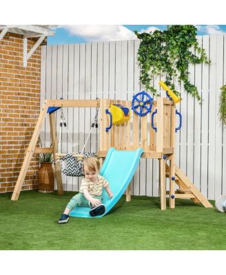 Wooden Swing Set with Toddler Slide – Safe and Sturdy Outdoor Playset for Young Children, Perfect for Backyard Fun