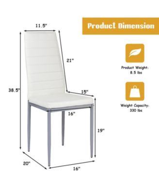 4 Pieces PVC Elegant Design Leather Dining Chairs with Solid Metal Legs