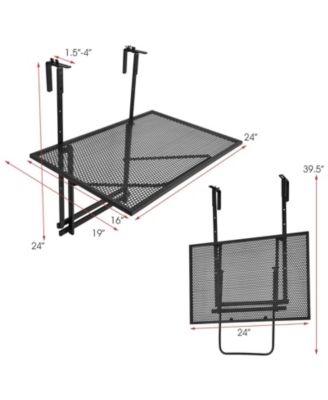 Railing Folding Table with 5-Level Adjustable Heights