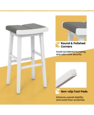 2 Pieces 31.5 Inch Upholstered Saddle Barstools with Padded Cushions